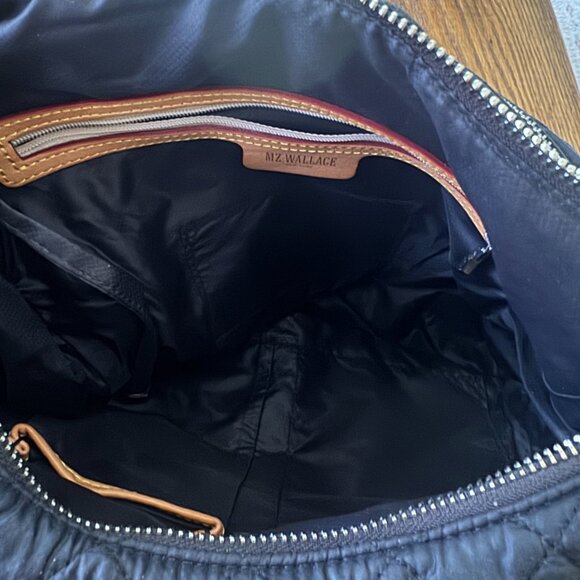 MZ WALLACE Bag DOWNTOWN Blue Burgundy Red Hobo Crossbody Purse - Picture 16 of 16